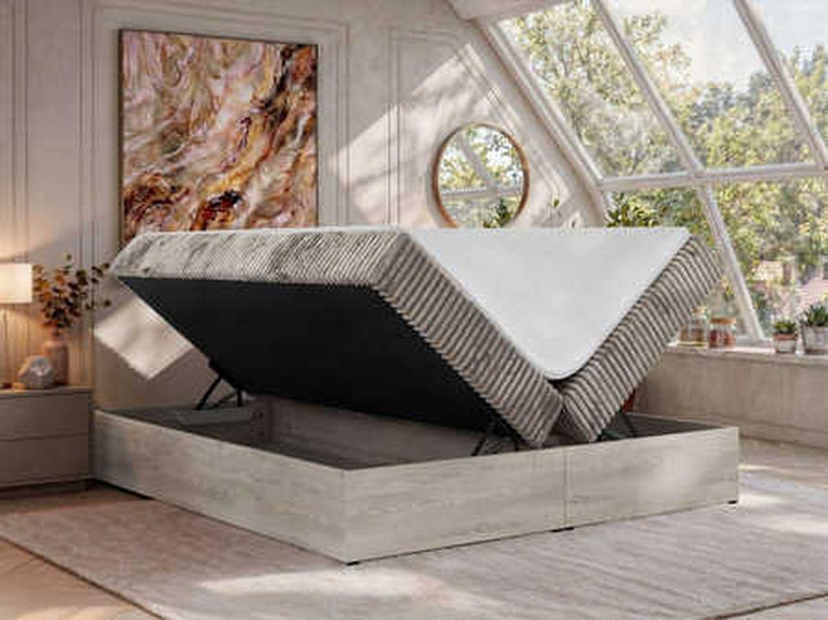 BOXBETT NORDIC ZERO 140/200 - Hellbraun Cord - Topper Visco - H3 - Hellbraun/Schwarz, Kunststoff/Textil (140/200cm) - MKS