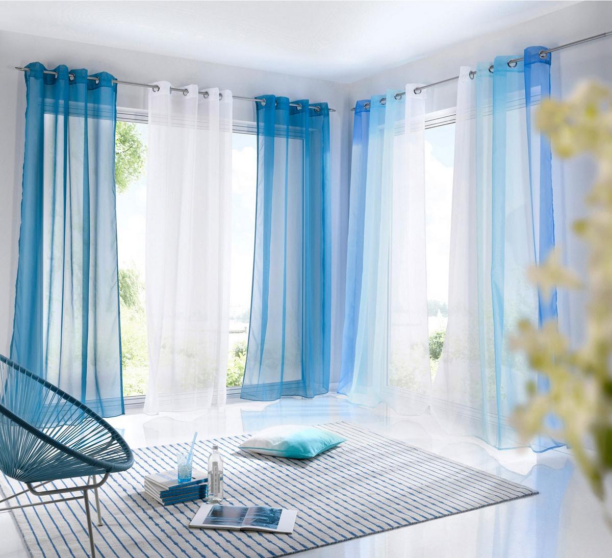 VORHANG 2ER SET »Modena« HxB 175x140 cm Blau - Blau, Textil (140/175cm) - Gardinenbox