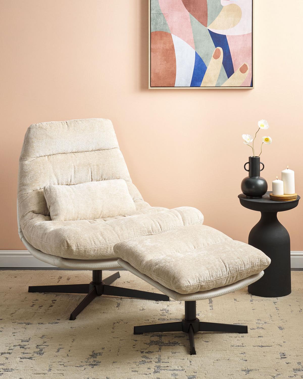 SESSEL Helles Beige Tovik - Beige/Schwarz, Textil (82/89/55cm) - Beliani