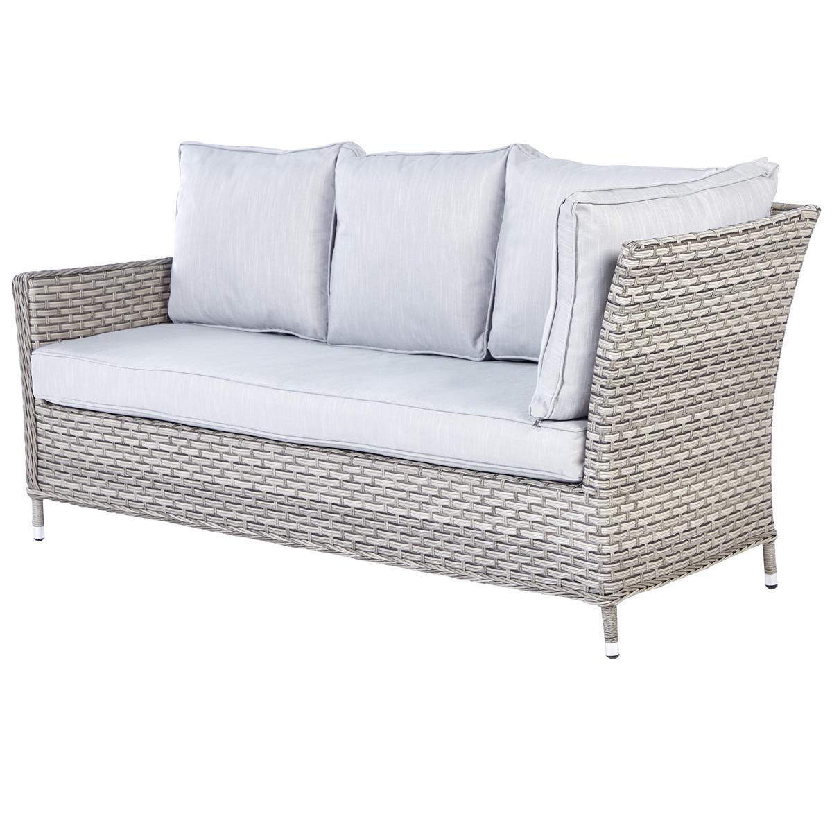 LOUNGE SET 9-Sitzer PE Rattan hellgrau Lacona - Taupe, Kunststoff - Beliani