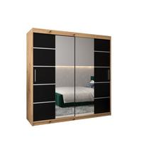 SCHWEBETÜRENSCHRANK 200/200/62 2-türig - Silberfarben/Schwarz, Holz/Kunststoff (200/200/62cm) - MÖBEL KRYSPOL