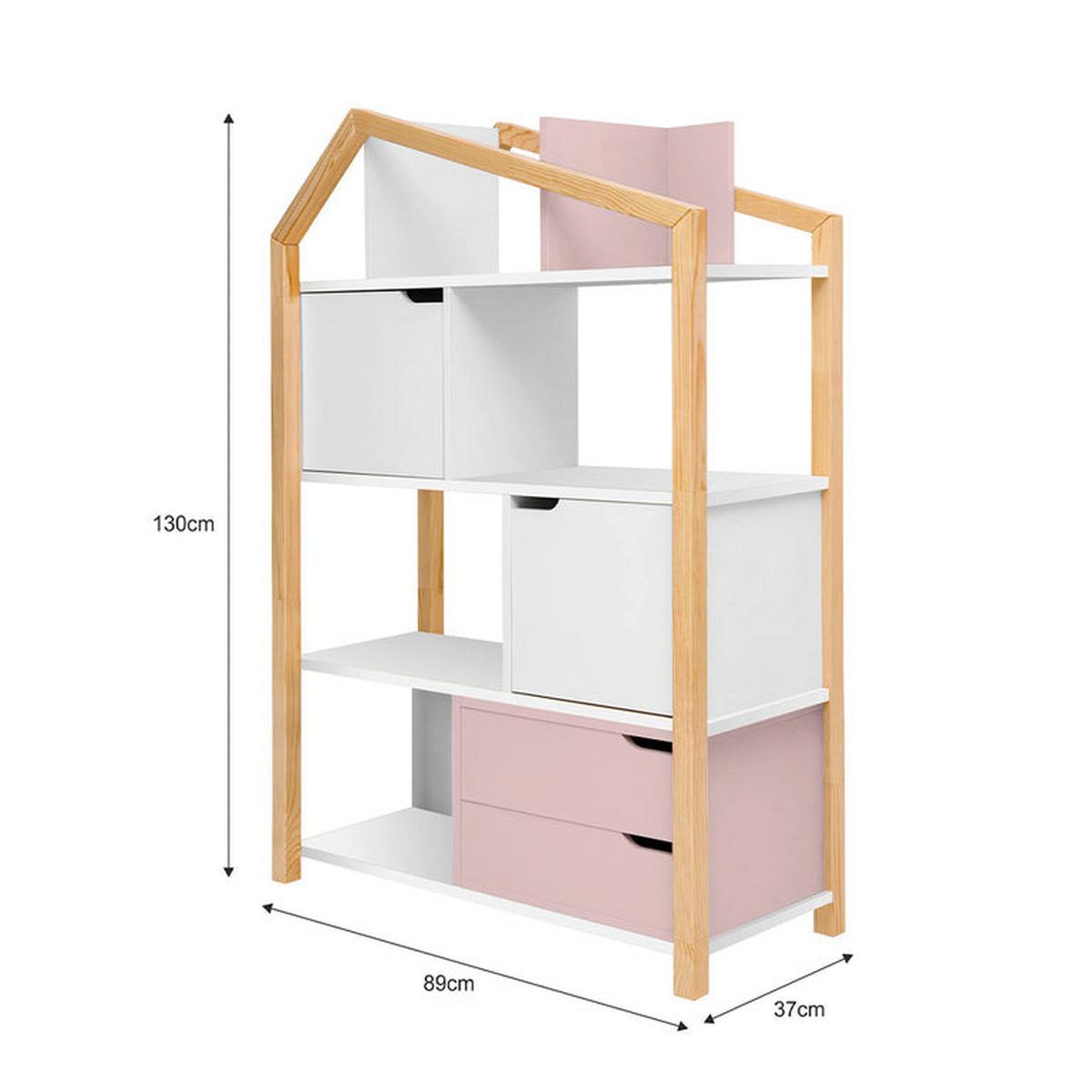 BÜCHERREGAL Rosa und weiß - Weiß, Holzwerkstoff (89/130/31cm) - Petits-meubles
