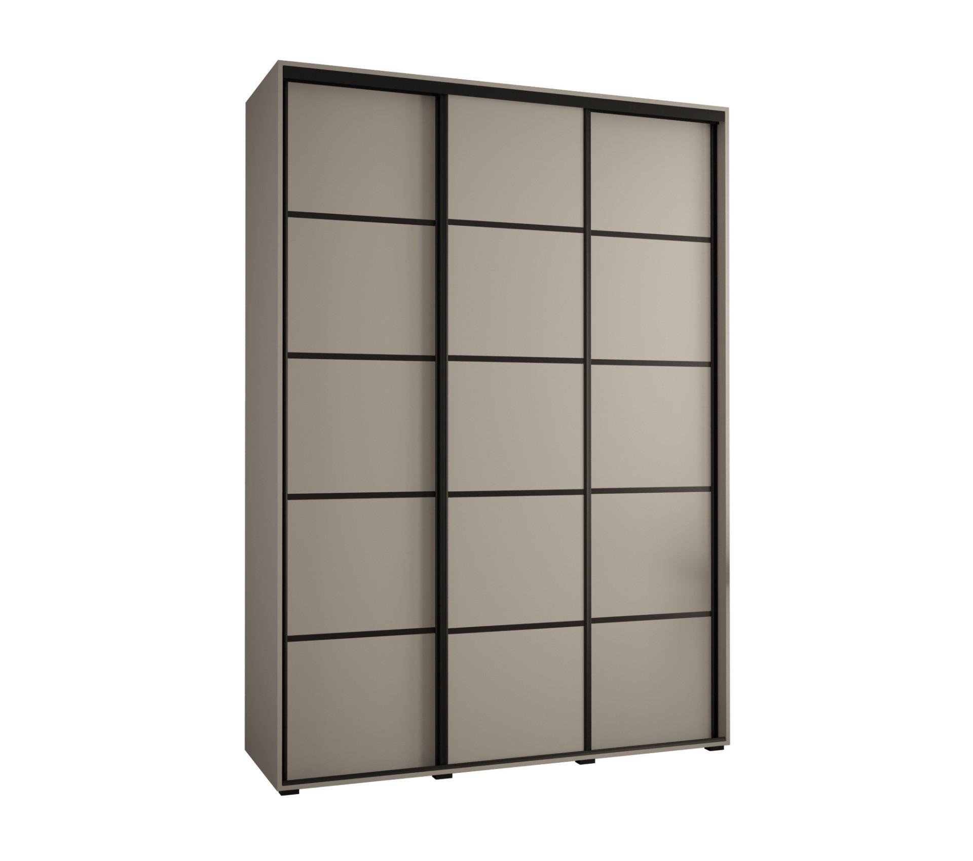 SCHWEBETÜRENSCHRANK 235,2/170/45 3-türig - Kaschmir/Schwarz, Holz/Metall (170/235.2/45cm) - MÖBEL KRYSPOL