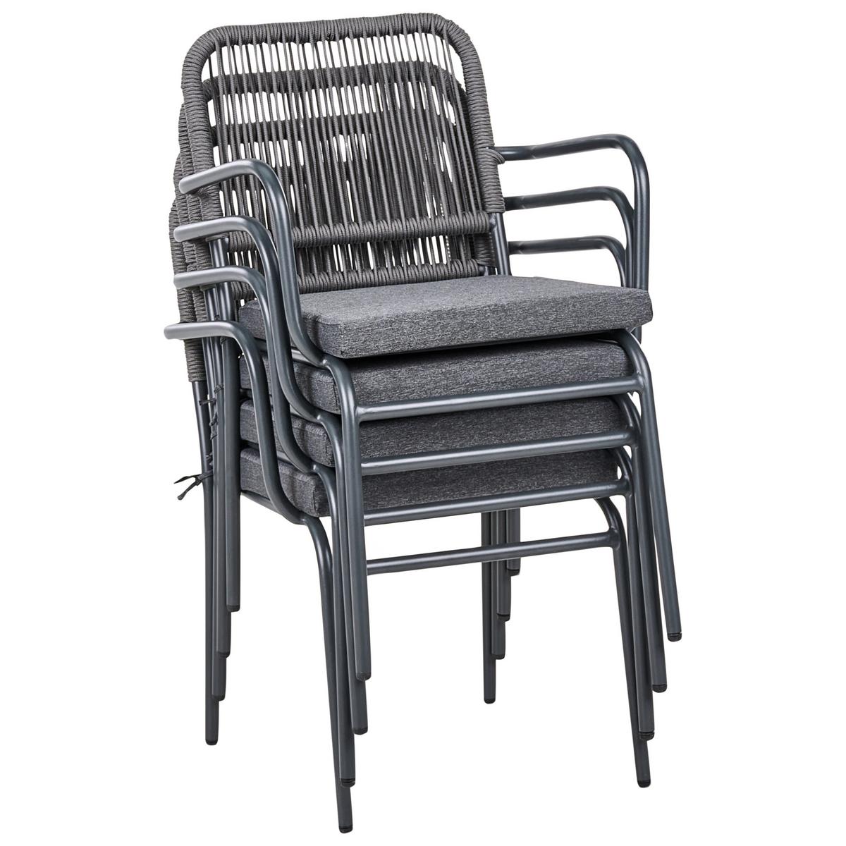GARTENSTUHL 4er-Set Grau Taceno - Grau, Metall (46/82/52cm) - Beliani