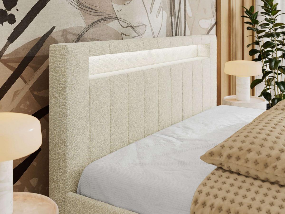POLSTERBETT GOLD 5 CLASSIC 160/200 - Creme Strukture - Multipocket-Matratze - Creme, Textil (160/200cm) - MKS