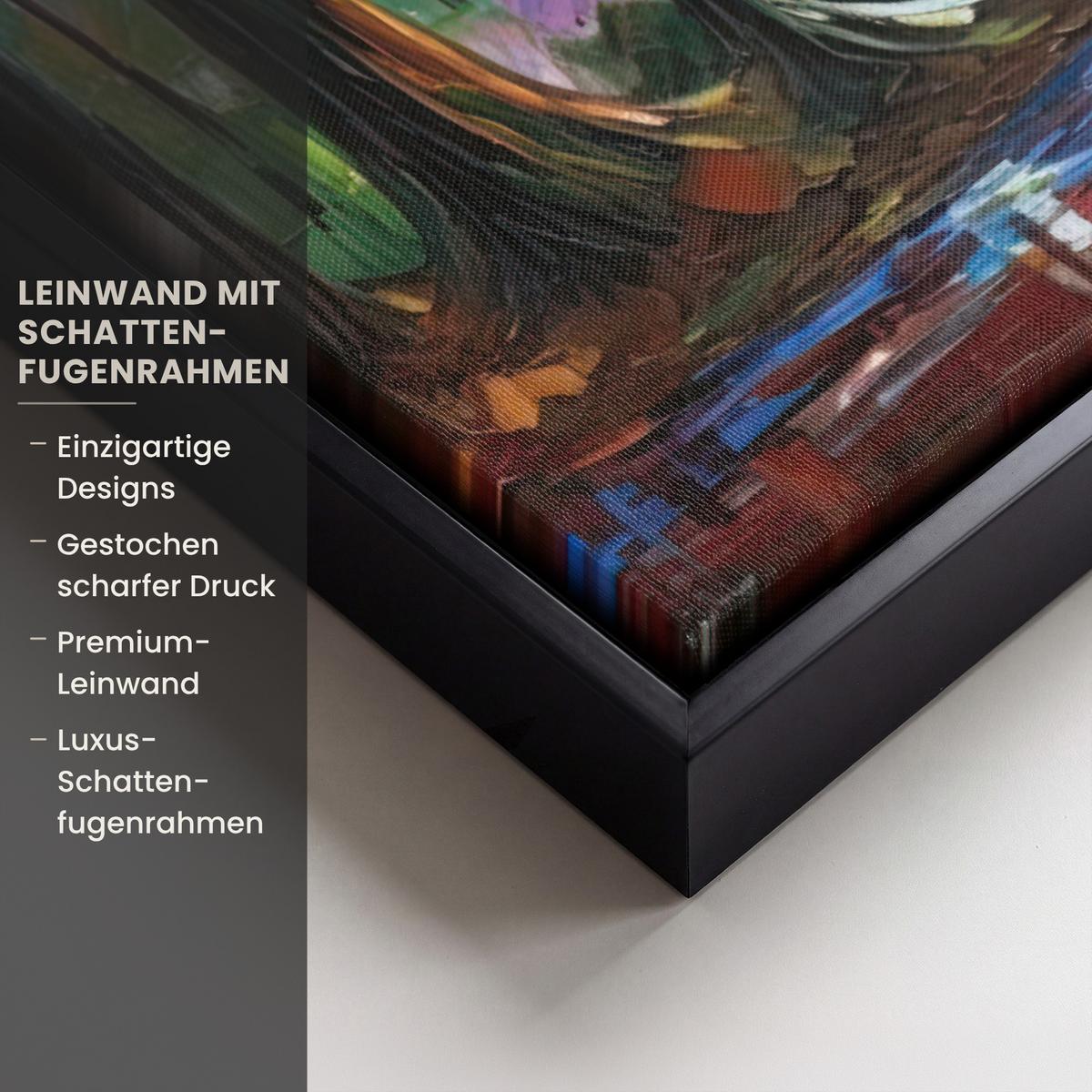 LEINWAND Bilder mit Rahmen - Landschaft - Wald - Farben - Natur - 70x50 - Multicolor, Textil (70/50cm) - MuchoWow