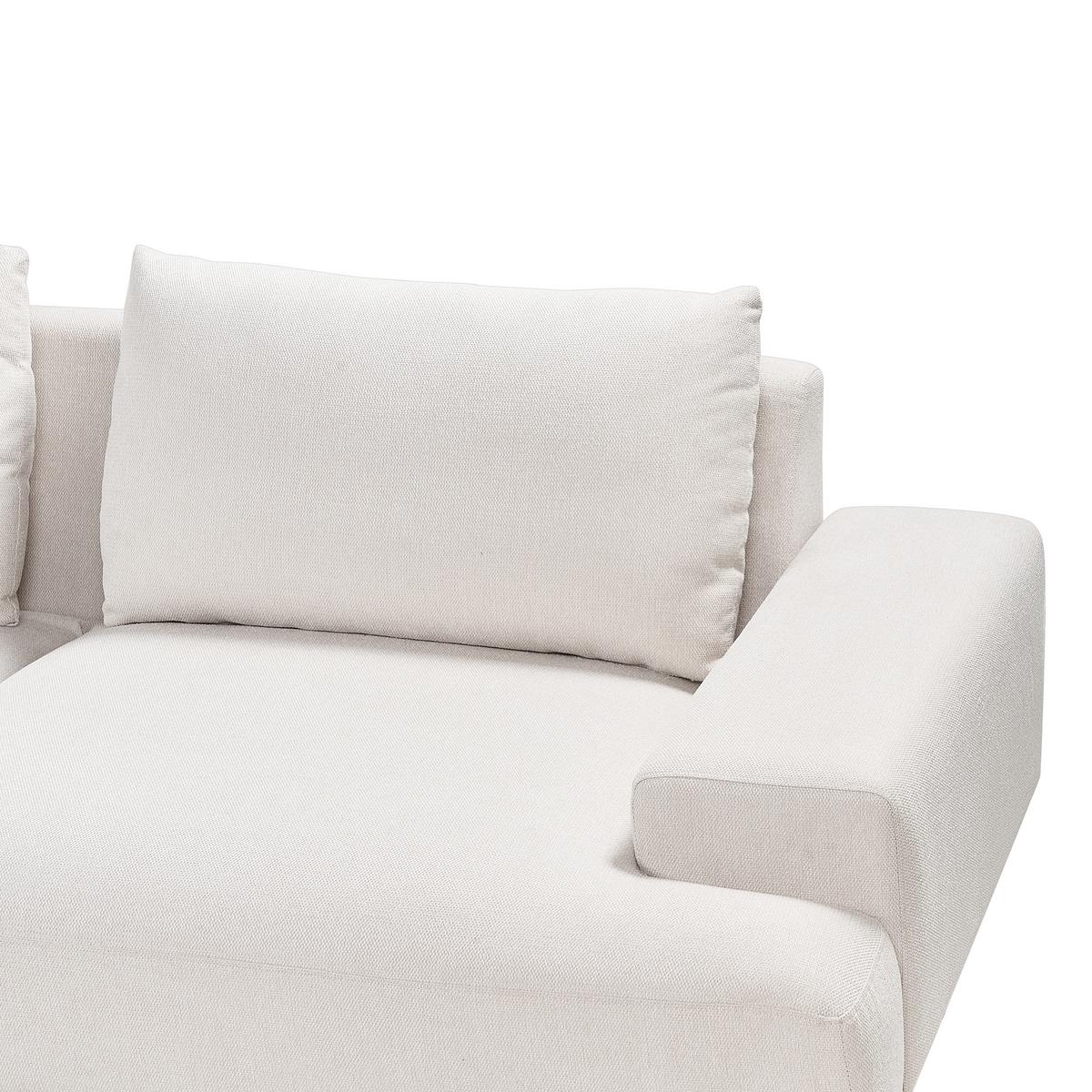 3-SITZER-ECKSOFA hellbeige rechtsseitig Mariferd - Beige/Dunkelbraun, Textil (316/146cm) - Beliani