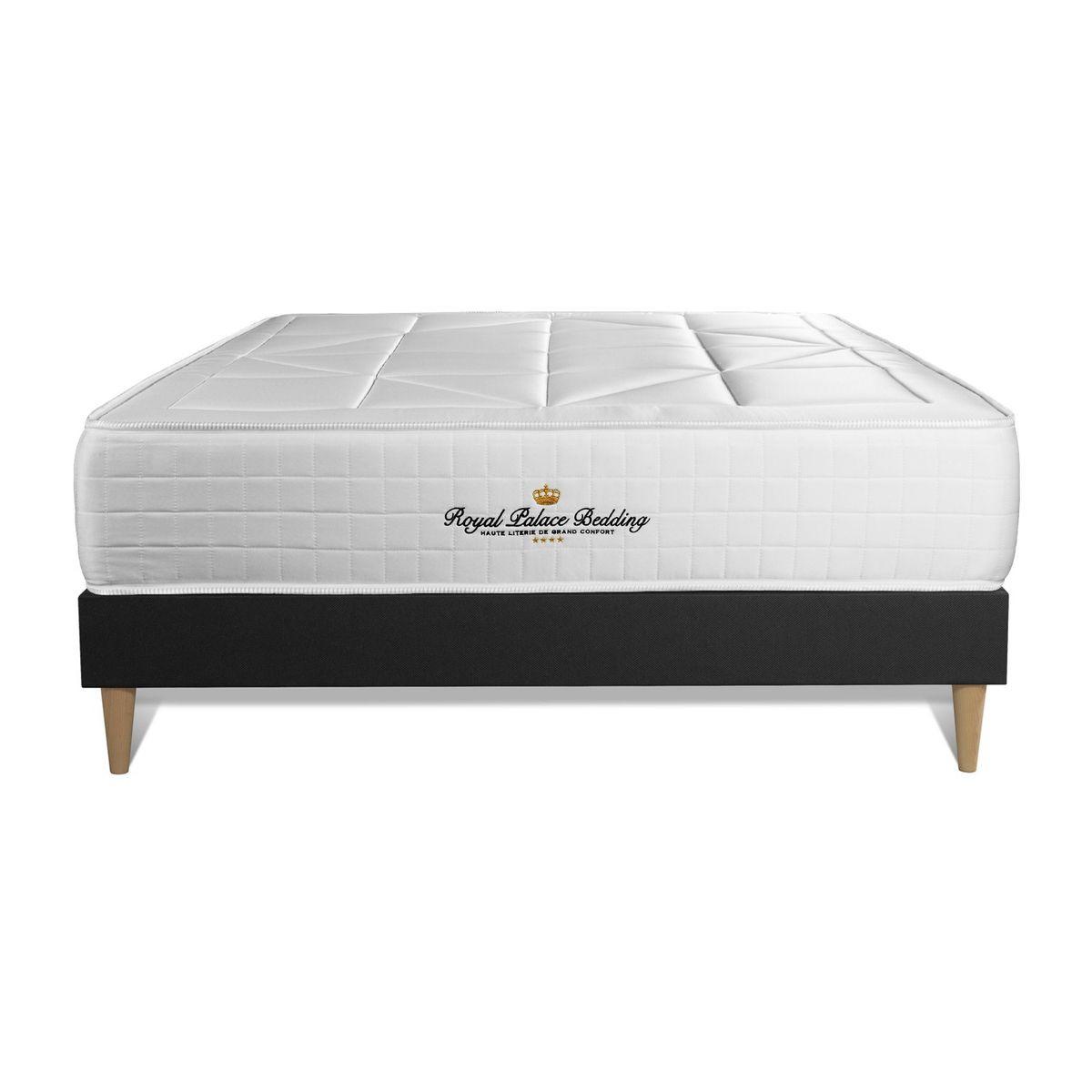 BETT Windsor Taschenfederkern und Memory-Schaum 150 x 190 cm h1 - Kit Bettgestell Schwarz - Beige/Schwarz, Karton/Holz (150/190cm) - ROYAL PALACE BEDDING