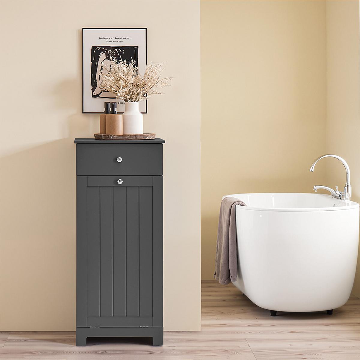 BADUNTERSCHRANK mit einer Schublade Dunkelgrau 40x38x91cm Modern - Dunkelgrau, Holzwerkstoff (38/91/40cm) - SoBuy