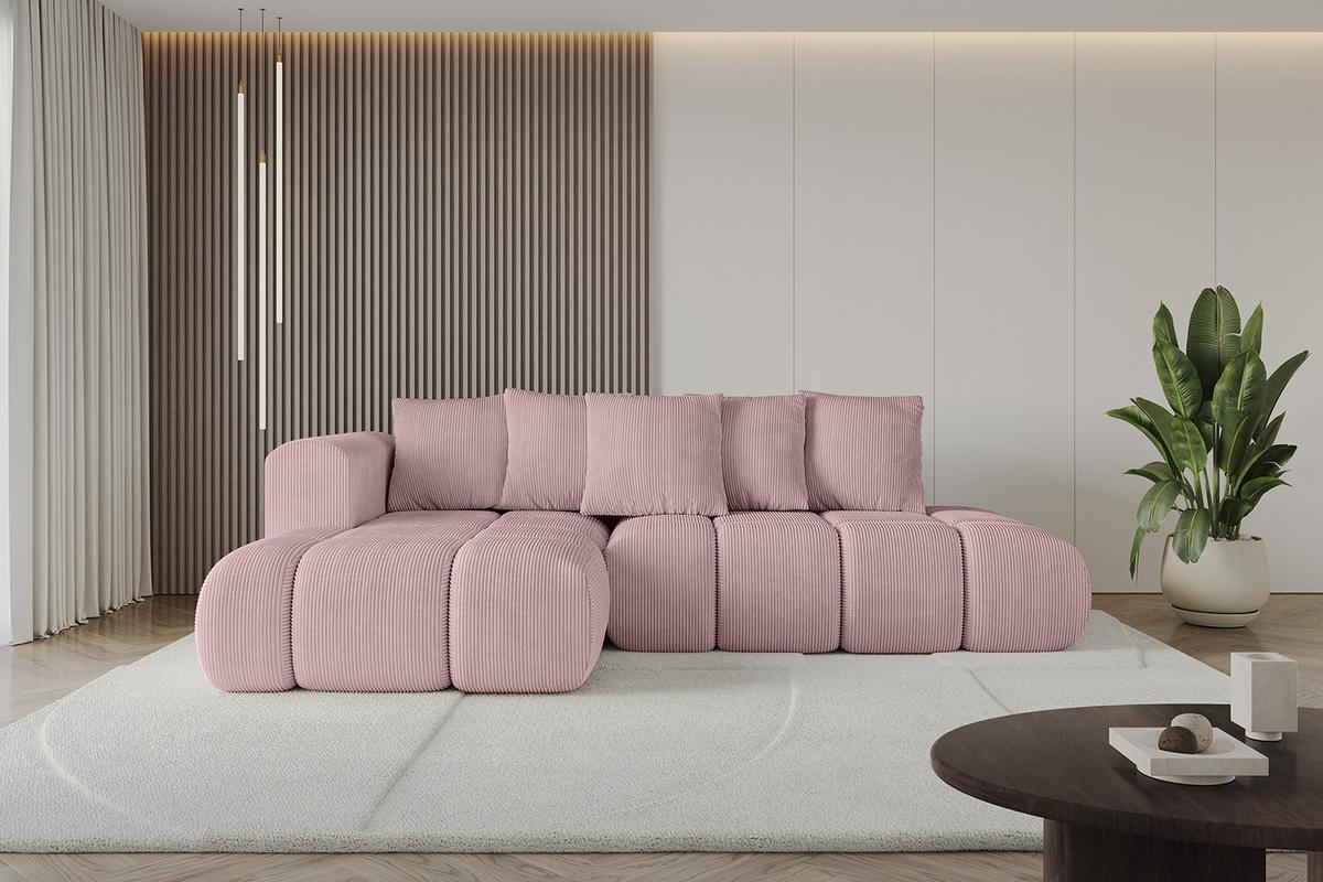 ECKSOFA Ottomane Links CLOUD-L-v1 280x185x90 Rosa Cord - Rosa, Holzwerkstoff/Kunststoff (180/289cm) - ALTDECOR