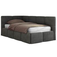 JUGENDBETT ARVO 90/200 - Dunkelgrau Velvet - Multipocket-Matratze - Links Seite - Dunkelgrau, Textil (90/200cm) - MKS