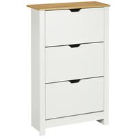 SCHUHSCHRANK Schuhregal mit Schublade Schuhständer für 18 Paar Schuhe Weiß+Natur - Weiß/Naturfarben, Holzwerkstoff/Kunststoff (26/112/72cm) - HOMCOM