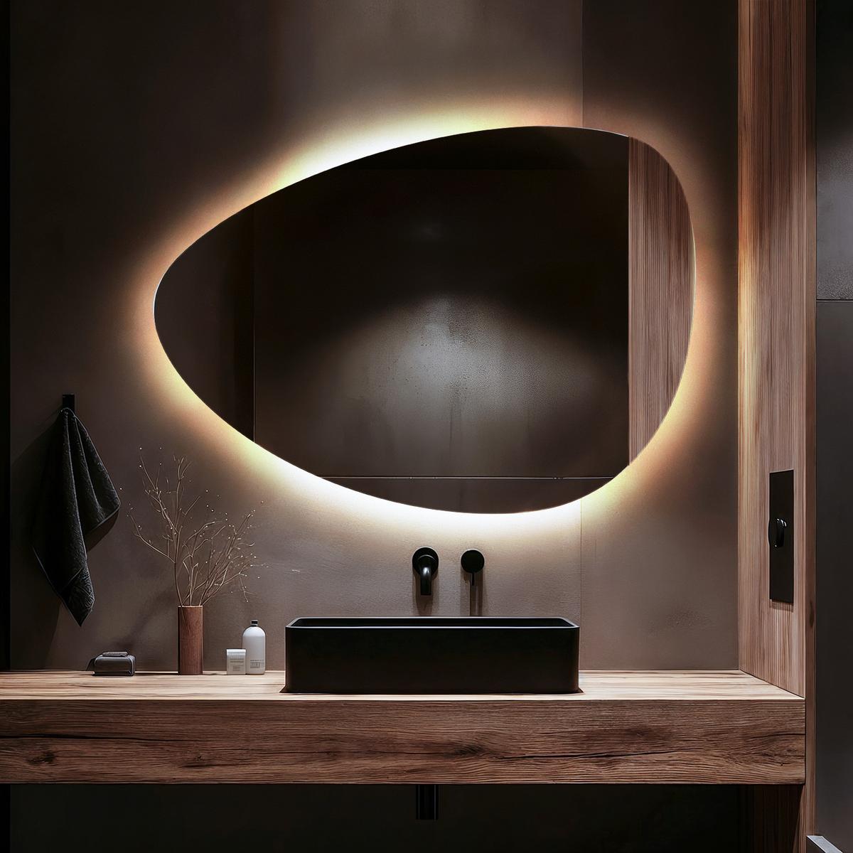 LED SPIEGEL 50x70 cm asymmetrisch 4000K - Hellblau, Glas (50/70/0.4cm) - TULUP