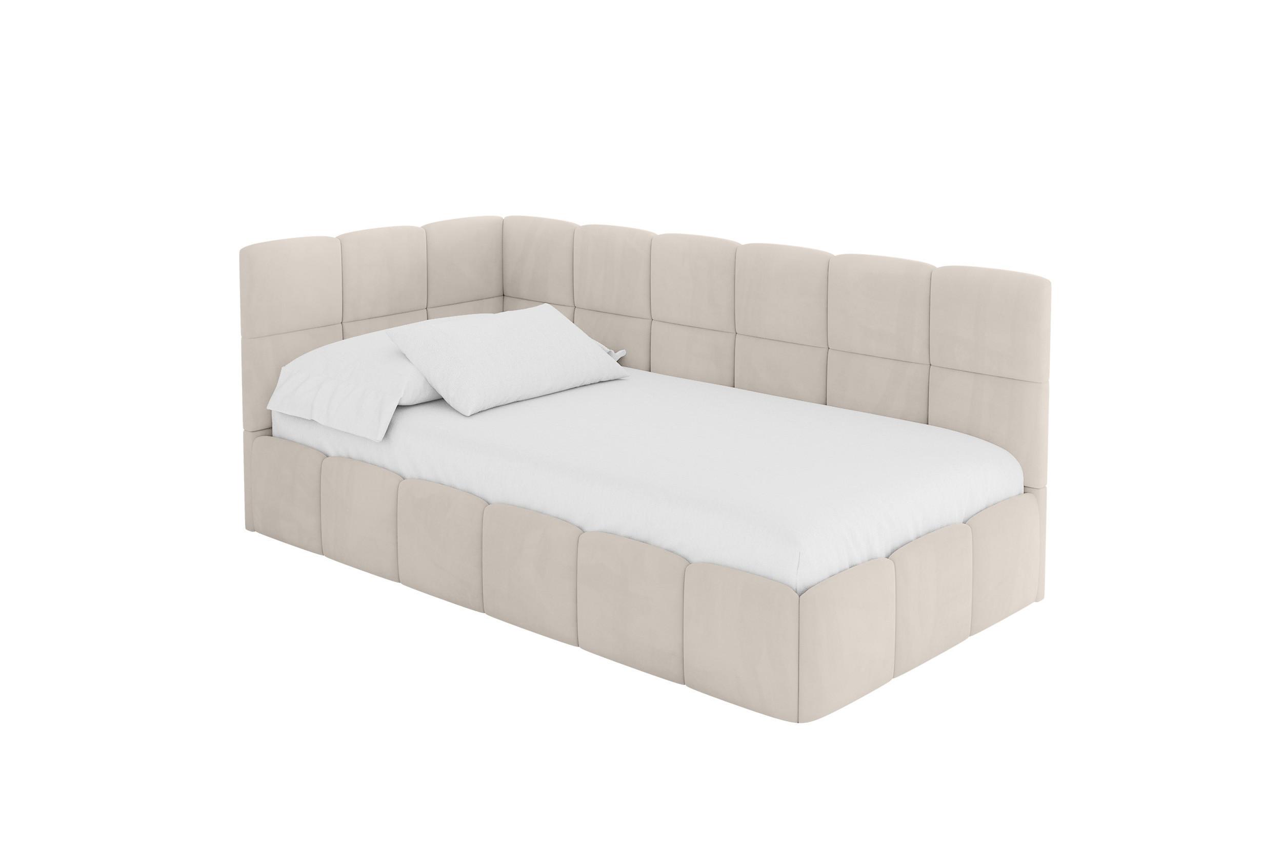 EINZELBETT Jugendbett mit Bettkasten Rechts, ohne Matratze - LIVY 100x200 Beige - Beige, Holzwerkstoff/Textil (100/200cm) - ALTDECOR
