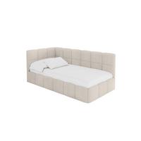 EINZELBETT Jugendbett mit Bettkasten Rechts, mit Matratze - LIVY 100x200 Beige - Beige, Holzwerkstoff/Textil (100/200cm) - ALTDECOR