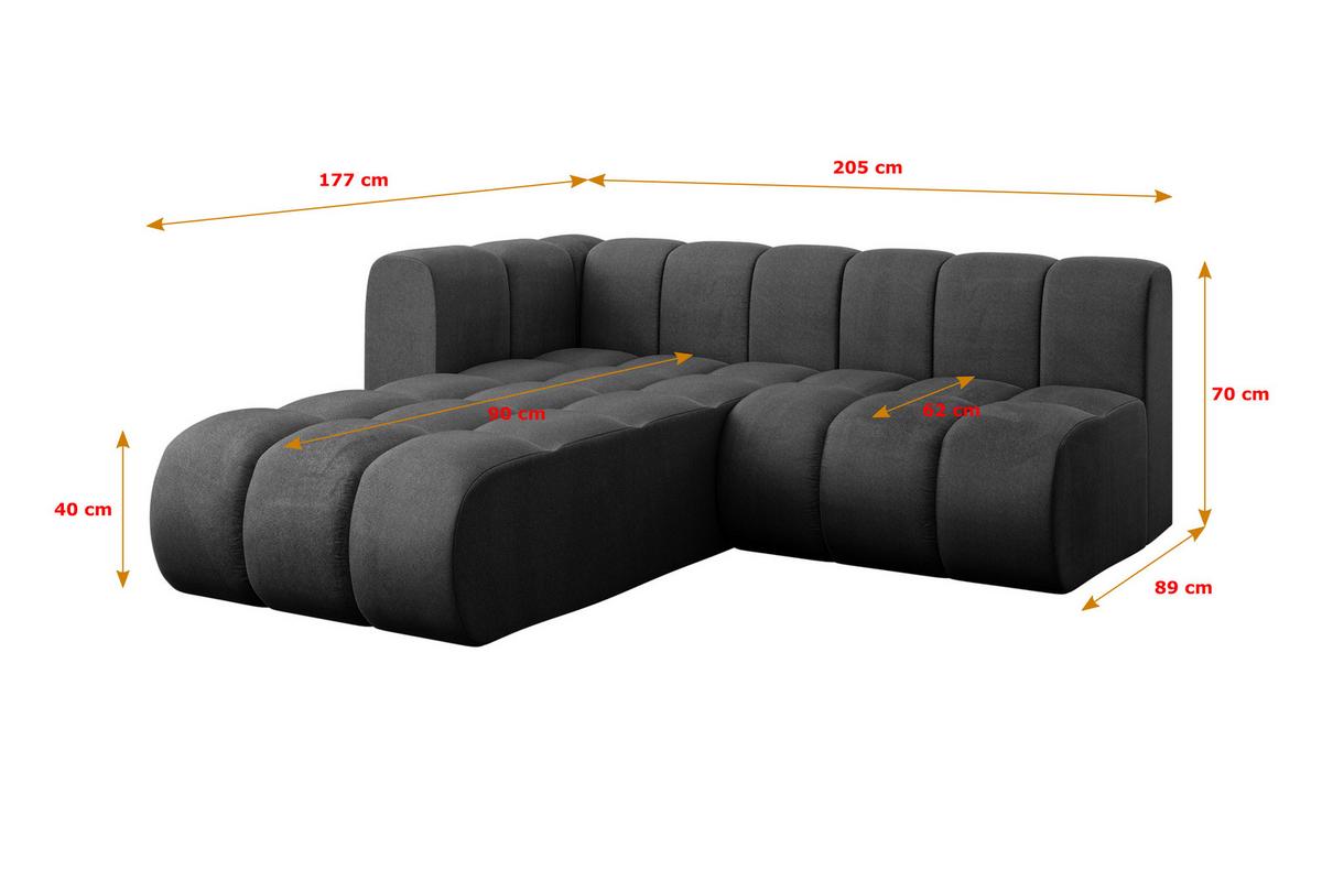 ECKSOFA modulares Sofa Darnel-L1 - 205x177x70 cm Schwarz - Schwarz, Holzwerkstoff/Textil (205/177cm) - ALTDECOR