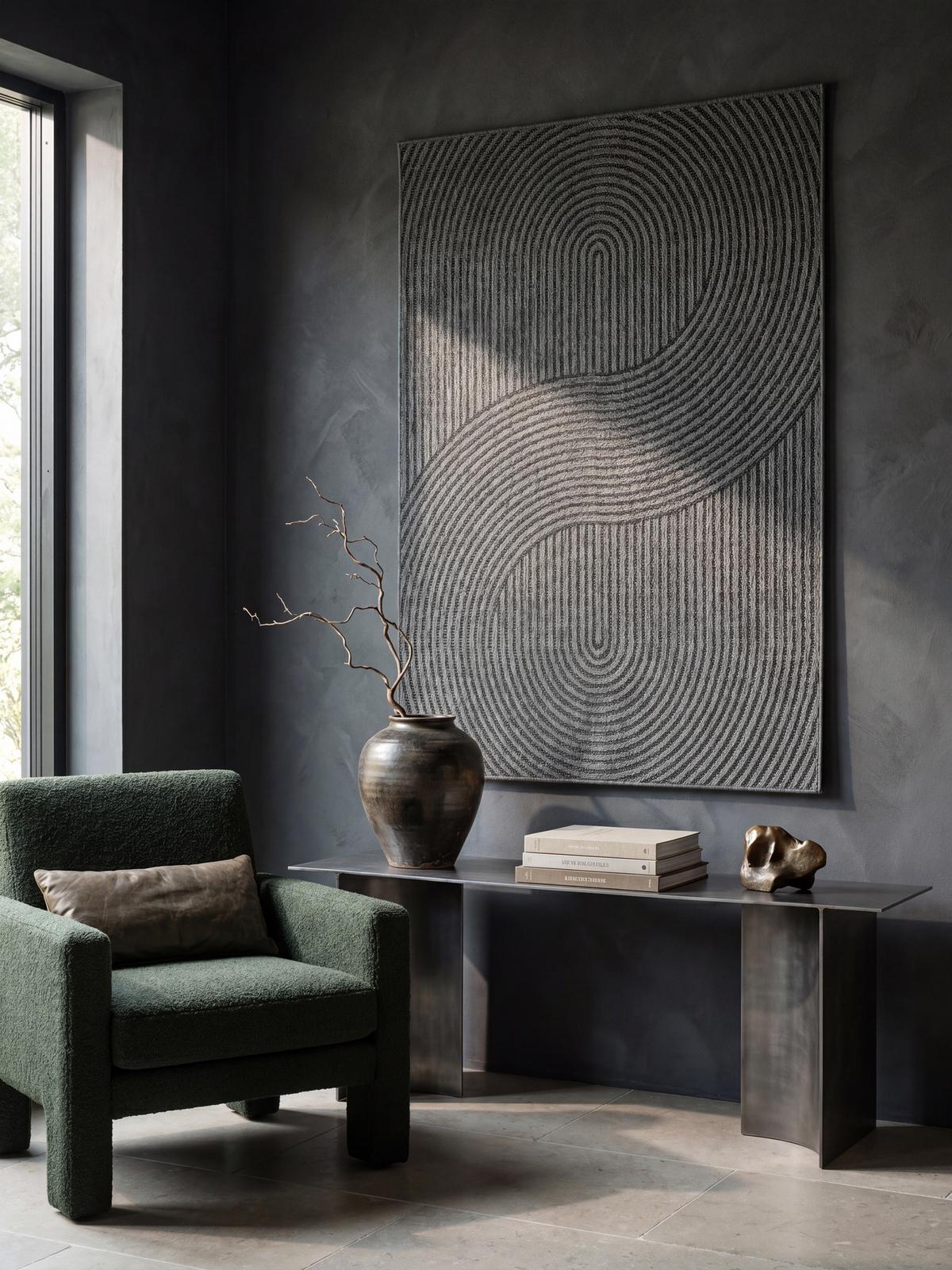 FLACHWEBTEPPICH Geometrisch BORNO Polypropylen Anthrazit 120 x 170 cm - Anthrazit, Textil (120/170cm) - KADIMA DESIGN