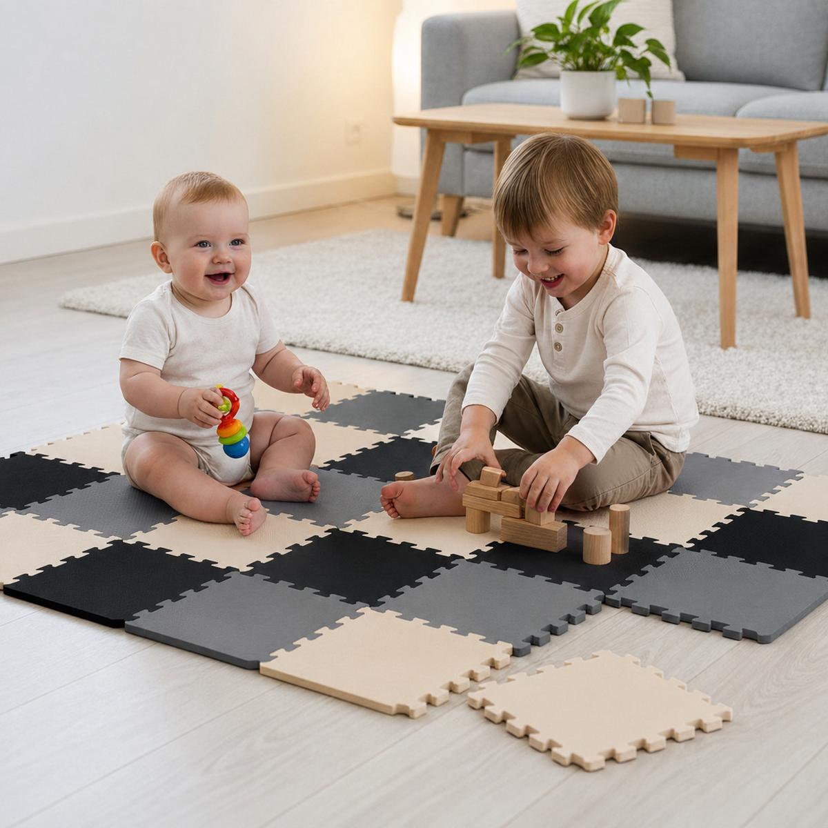 SPIELMATTE ab Null - 270/90 cm Puzzlematte Grau - Multicolor, Kunststoff (30/30cm) - Littletom