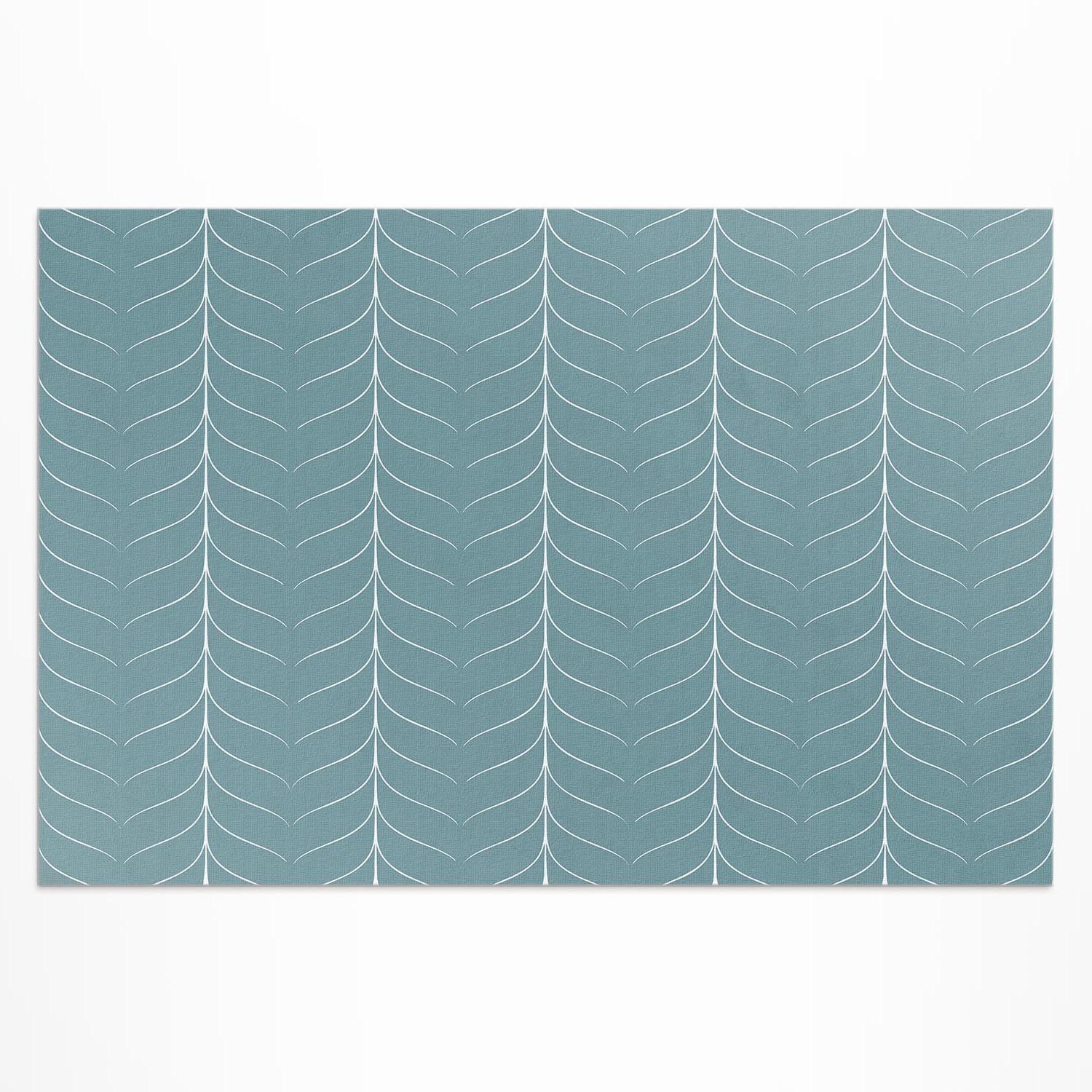 TEPPICH 120x180 cm Lineares Minimal Fischgrät Muster - Türkis, Kunststoff (120/180cm) - Wallfluent