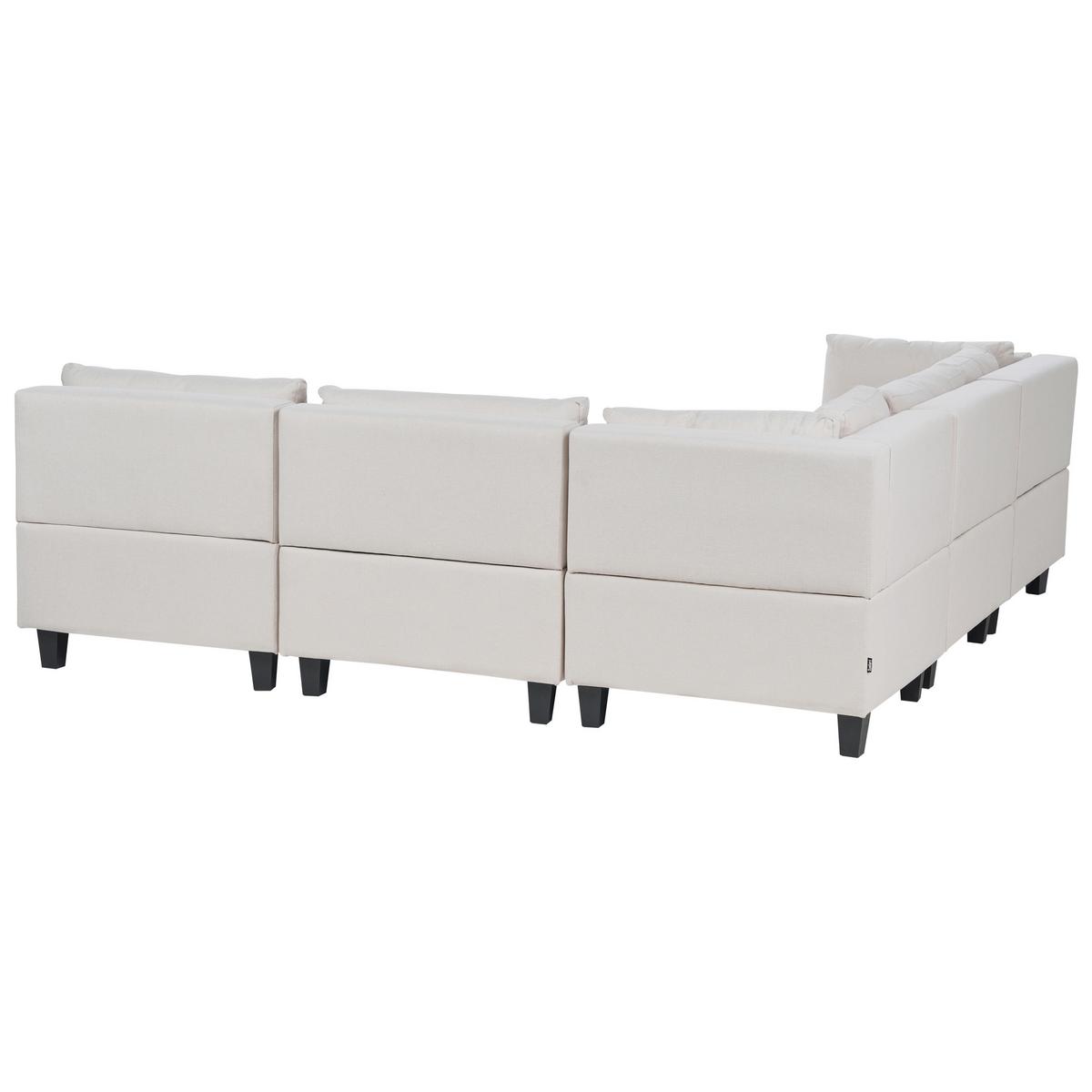 ECKFSOFA Modul 5-Sitzer rechtsseitig Hellbeige Stoff mit Ottomane Unstad - Beige/Schwarz, Textil (228/228cm) - Beliani