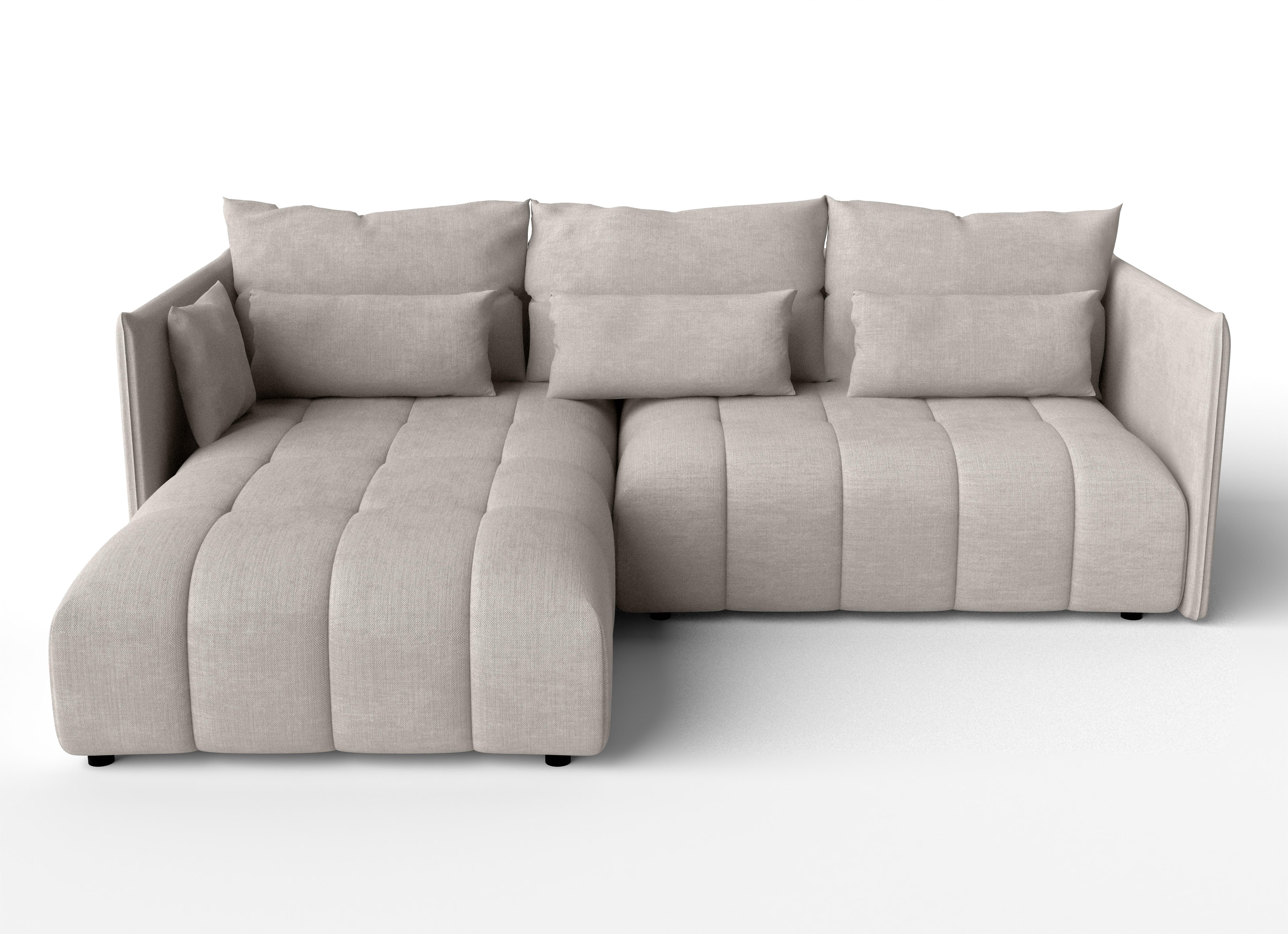 ECKSOFA L Form Gaziante Beige 248/180/83 cm – mit Bettkasten - Beige/Schwarz, Kunststoff/Textil (248/180cm) - AX Living