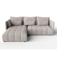 ECKSOFA L Form Gaziante Beige 248/180/83 cm – mit Bettkasten - Beige/Schwarz, Kunststoff/Textil (248/180cm) - AX Living