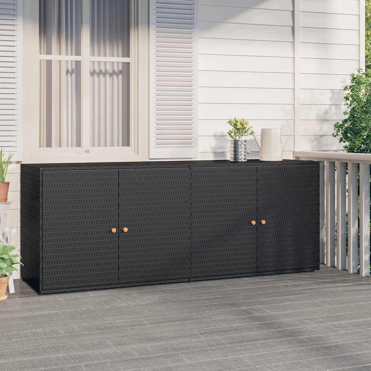 GARTENSCHRANK Hughes 80/55.5/198 cm - Schwarz, Holzwerkstoff (80/198/55.5cm) - Nettlife