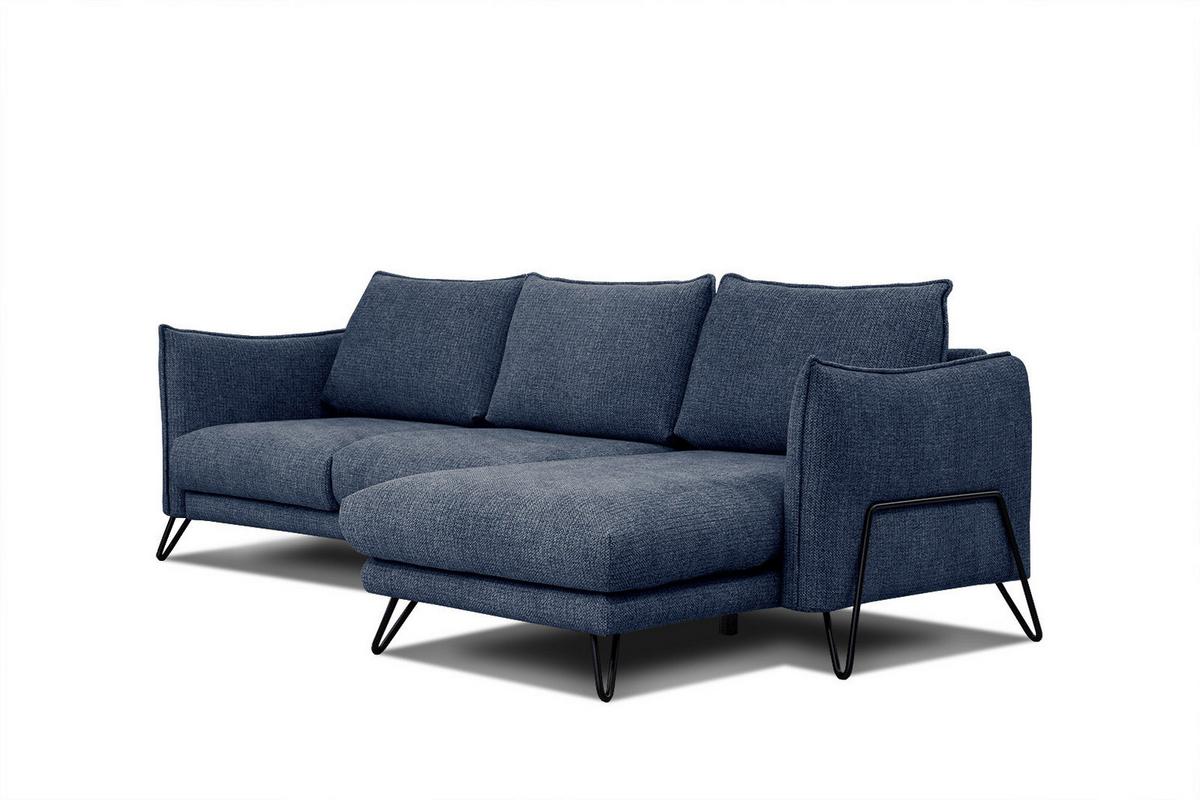 ECKSOFA HOSTEN 4-Sitzer, dunkelblau - Schwarz/Dunkelblau, Holzwerkstoff/Textil (269/158cm) - Wozimo