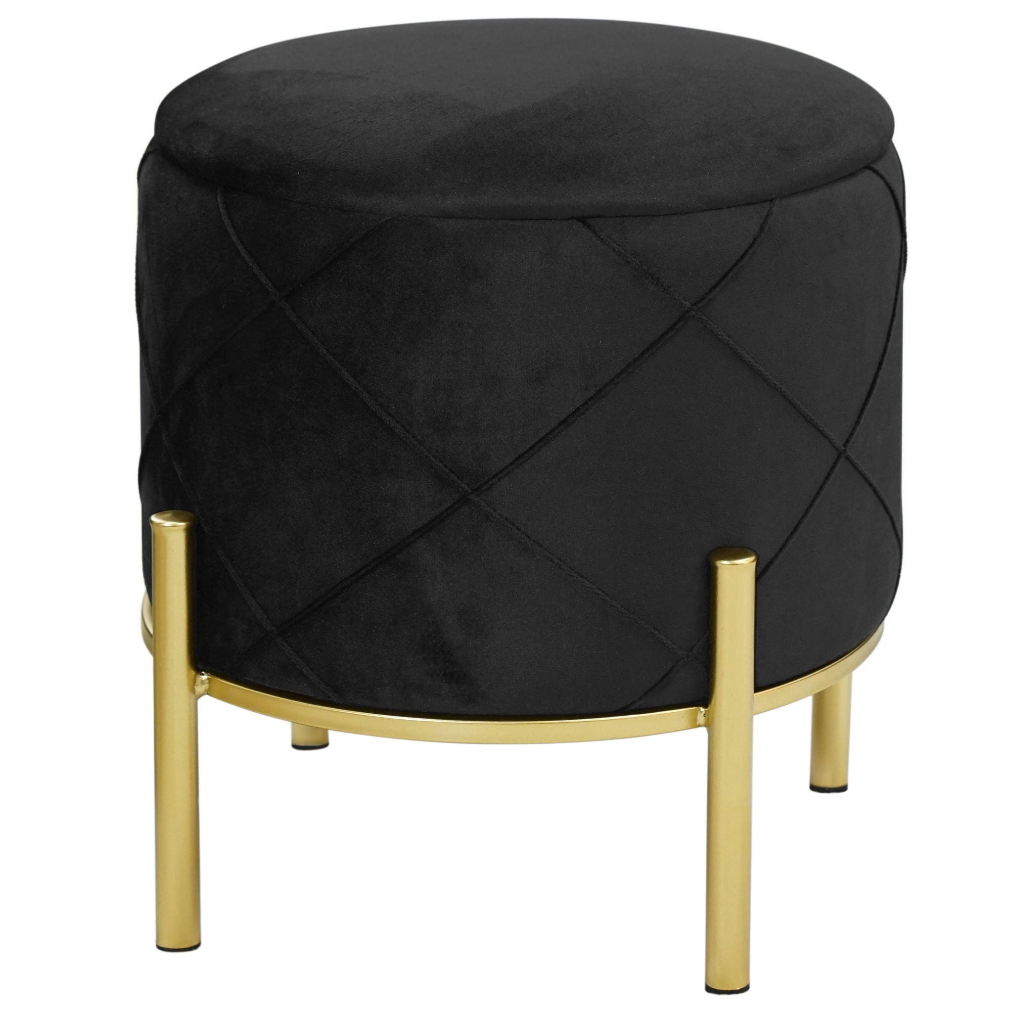 SITZHOCKER mit Stauraum, Polsterhocker Schwarz 37/40/37 - Schwarz, Textil (37/40/37cm) - RAUMHIRSCH FURNITURE