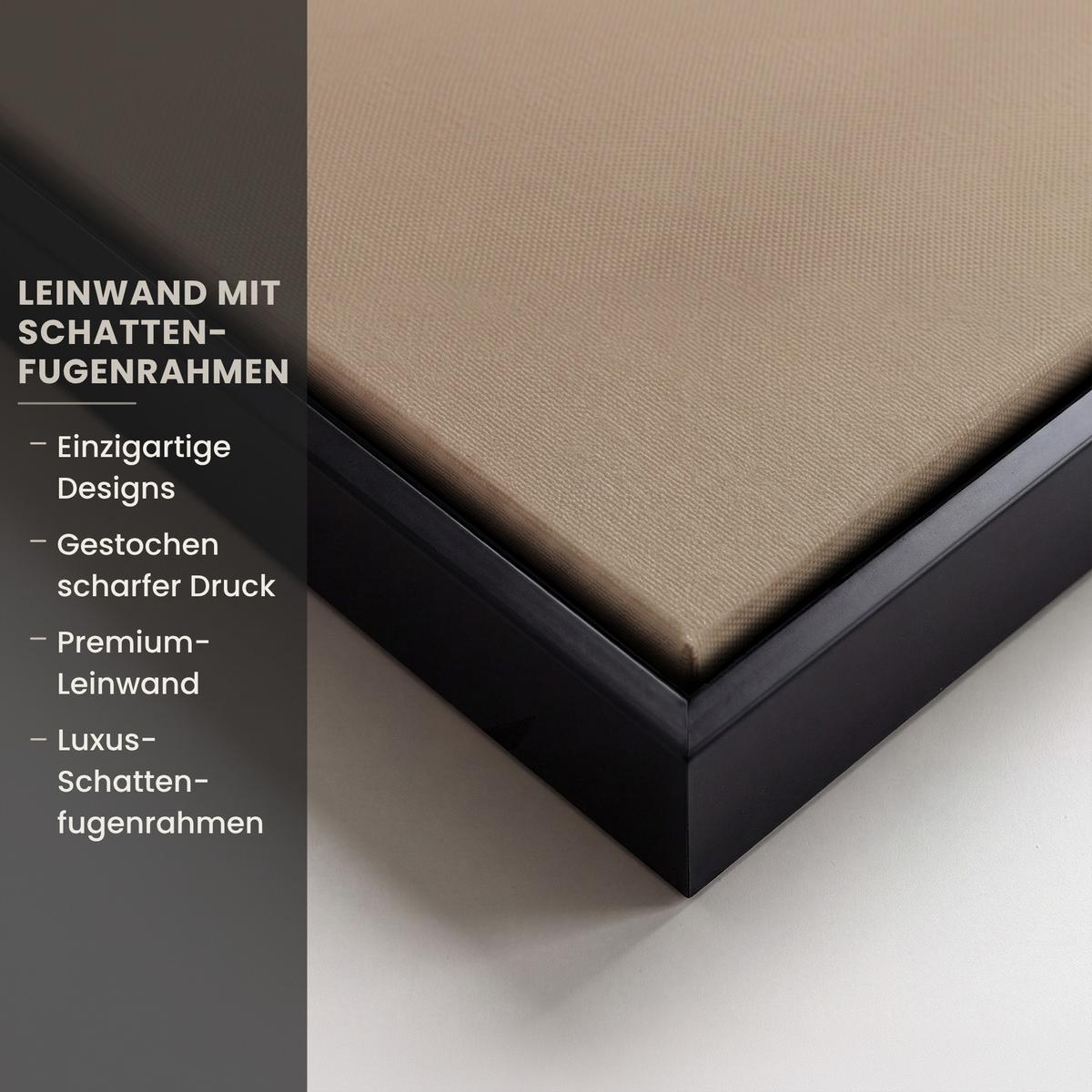 LEINWAND Bilder mit Rahmen - Vogel - Beige - Japanisch - 100x70 - Taupe, Textil (100/70cm) - MuchoWow