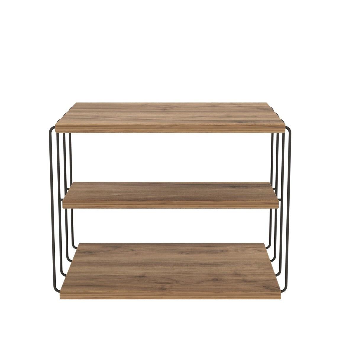 BEISTELLTISCH mit 1 Regal - Holzfarben & Schwarz - BRILENA - Naturfarben, Holz (50/40/33cm) - Vente-Unique