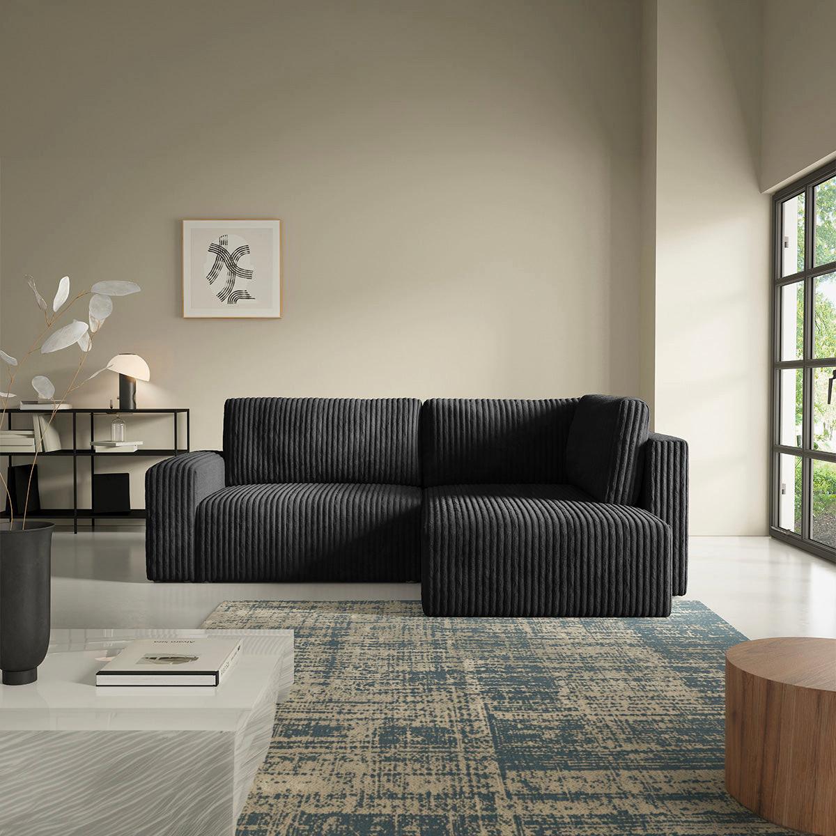 ECKSOFA Angela 4 Sitzplätze Schwarz - Schwarz, Holz (245/182cm) - Petits-meubles