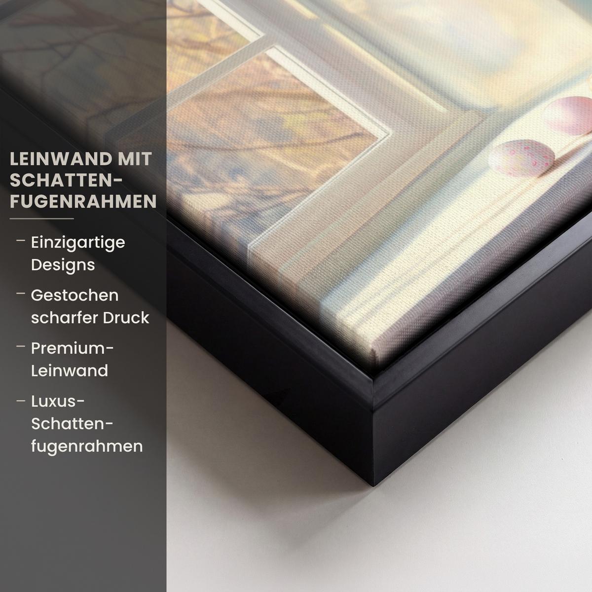 LEINWAND Bilder mit Rahmen - Stillleben - Vase - Osterzweig - 40x30 - Hellblau, Textil (40/30cm) - MuchoWow