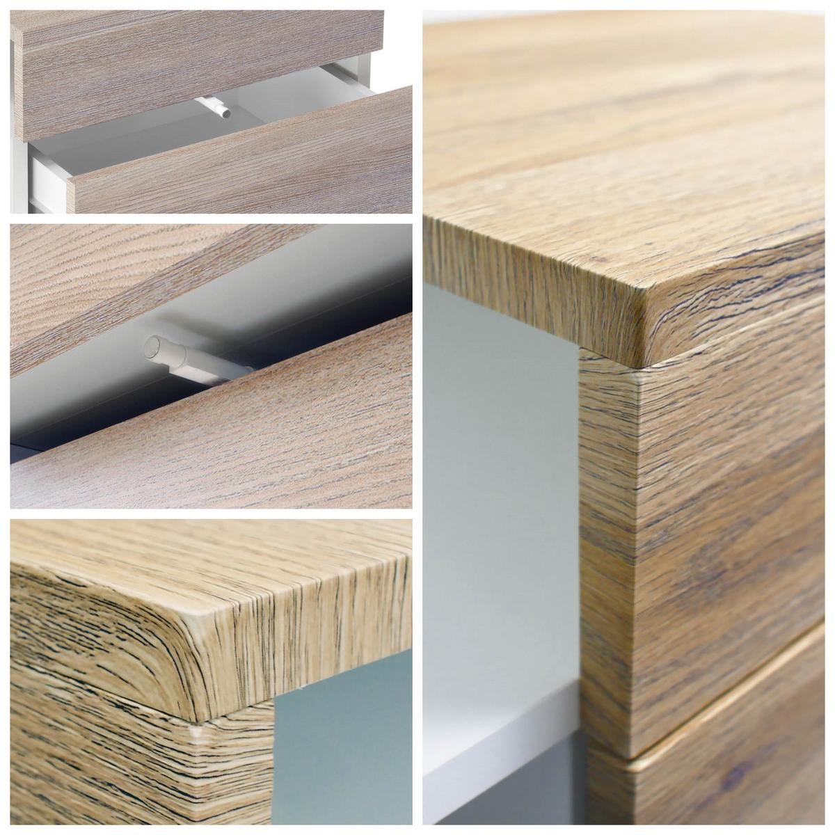 NACHTTISCH Queens Front in Eiche Natur - Eichefarben, Holzwerkstoff (60/63/36cm) - Vladon