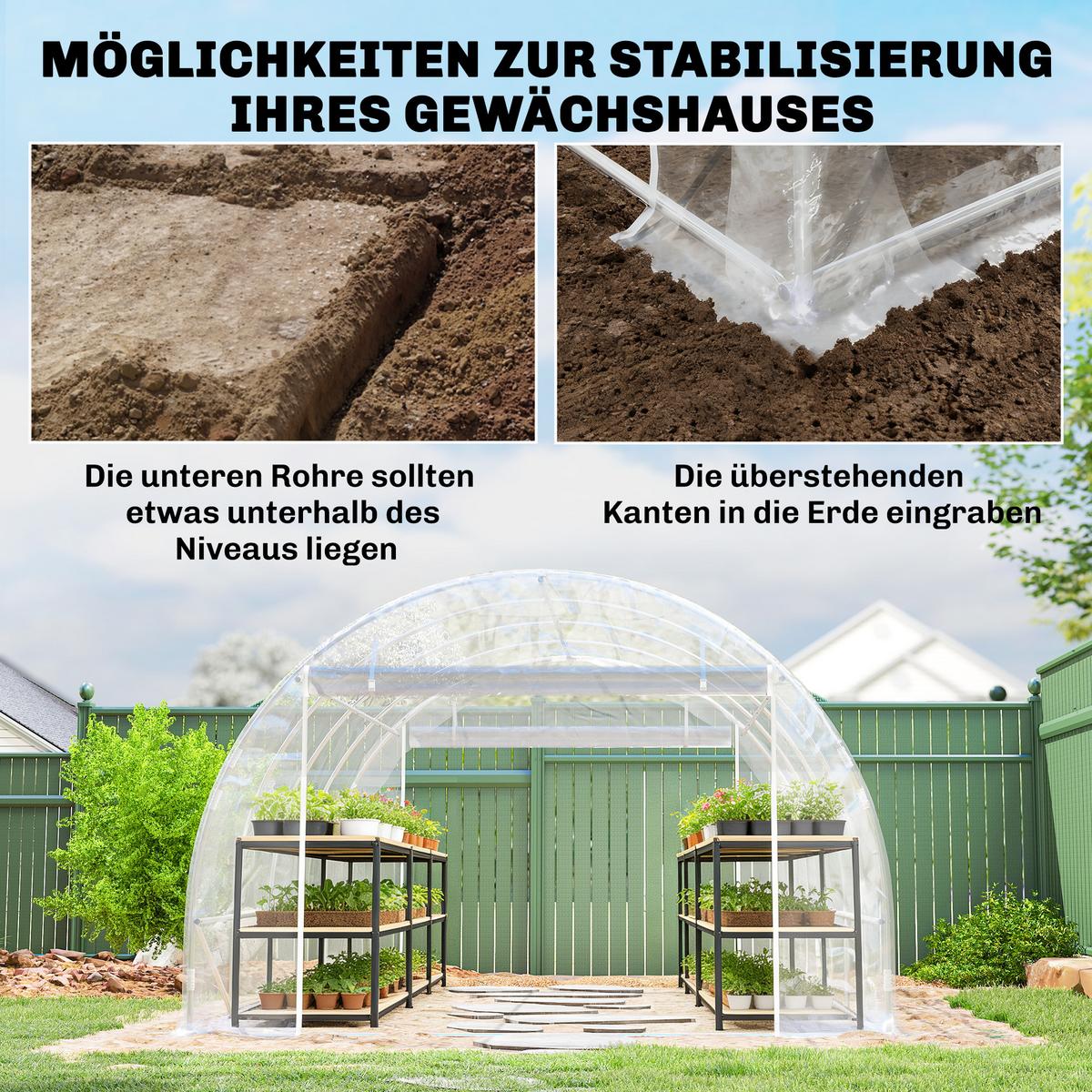 FOLIENGEWÄCHSHAUS Stahl PE Transparent - Transparent, Metall (297/199/395cm) - Outsunny