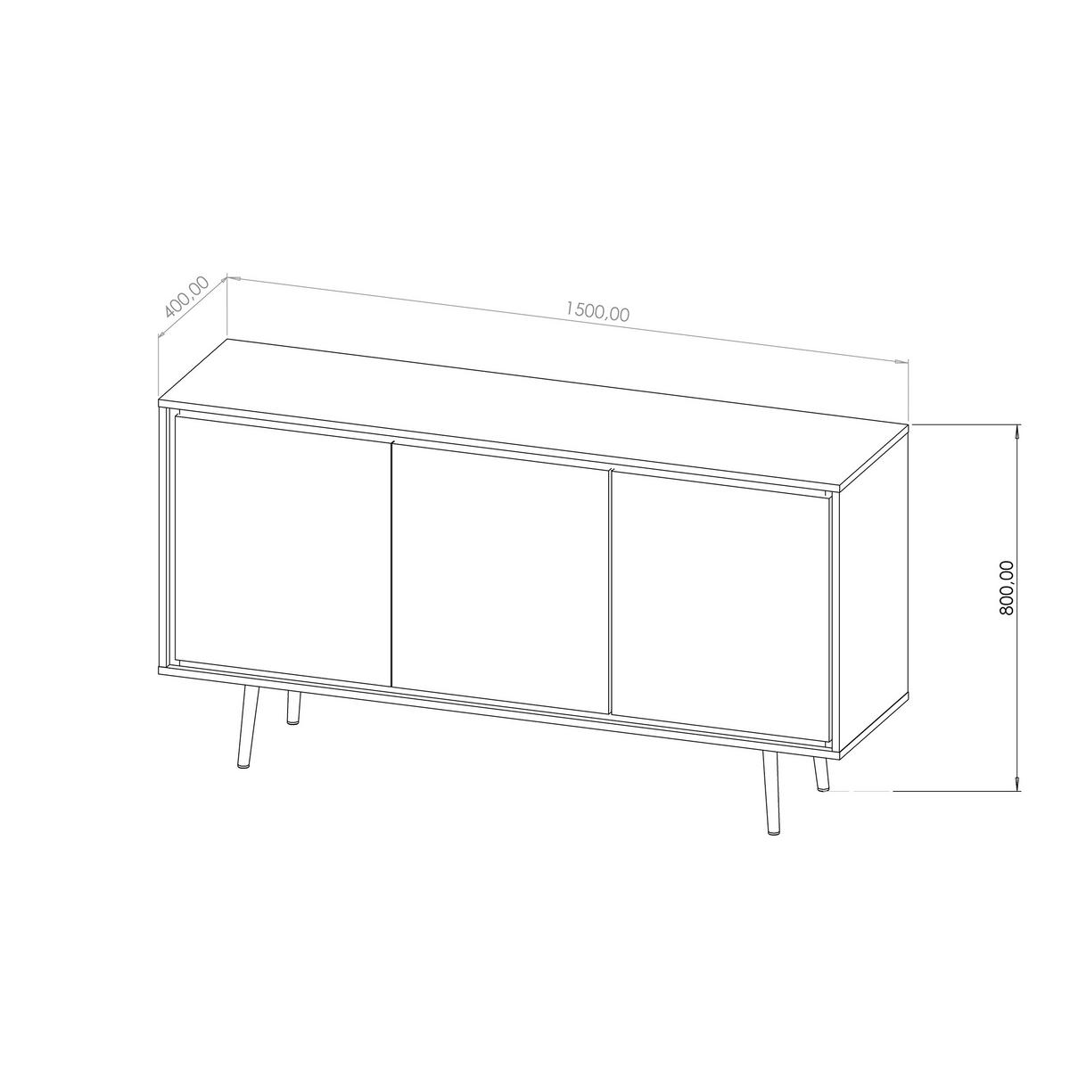 KOMMODE Lori mit 3 Türen, Push-to-open-Öffnung, kaschmir - Kaschmir, Holzwerkstoff/Metall (150/80/40cm) - Beautysofa