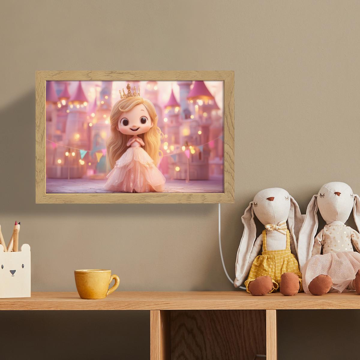 WANDLEUCHTE Prinzessin - Rosa - Schloss 30x20 cm - Rosa, Holzwerkstoff (30/20/8cm) - OnlyWow
