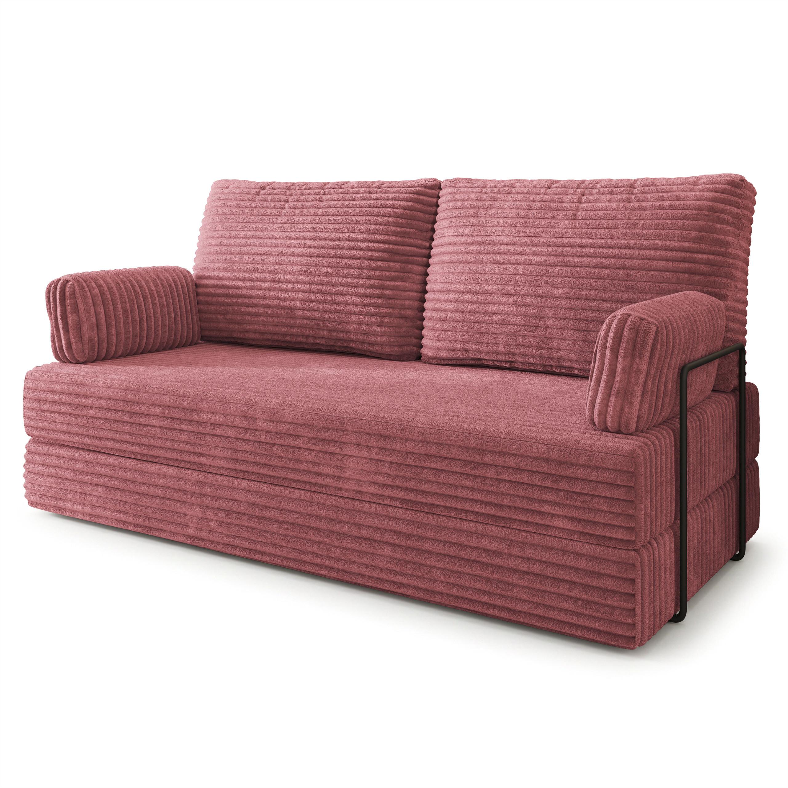 BETTSOFA SILAR aus Schaumstoff Kordstoff Rosa Schlaffunktion - Rosa, Textil (170/86/80cm) - MASSENO
