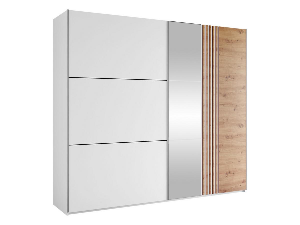 SCHIEBETÜRENSCHRANK Sinatra 250 - Silberfarben/Eiche Wotan, Holzwerkstoff/Metall (250/215/65cm) - MIRJAN24