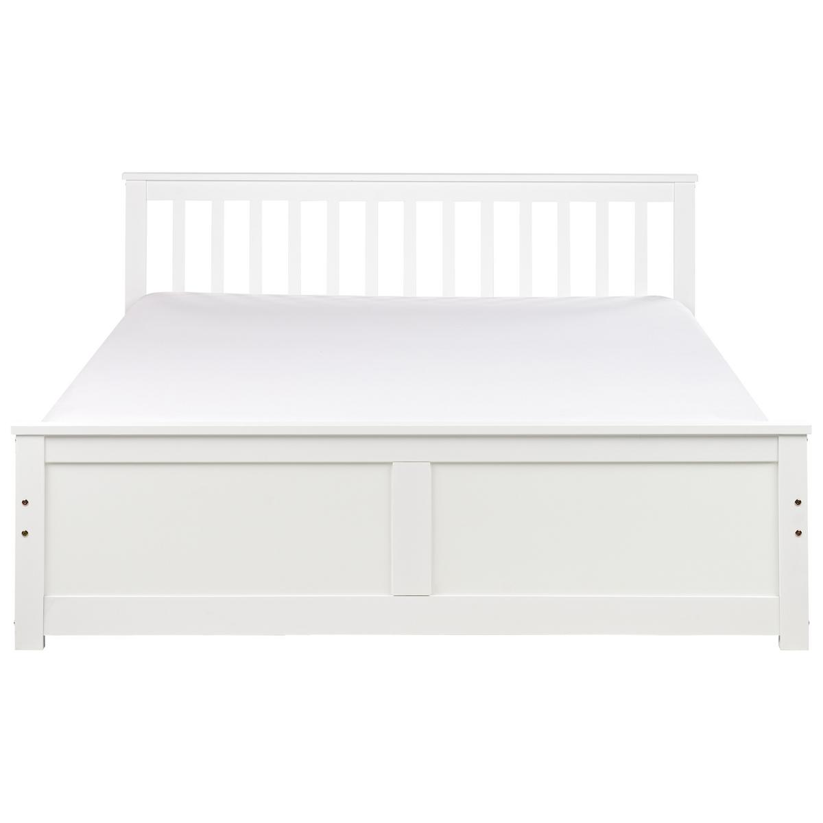 BETT mit Lattenrost 160x200 cm Weiß Olendon - Weiß, Holz (160/200cm) - Beliani