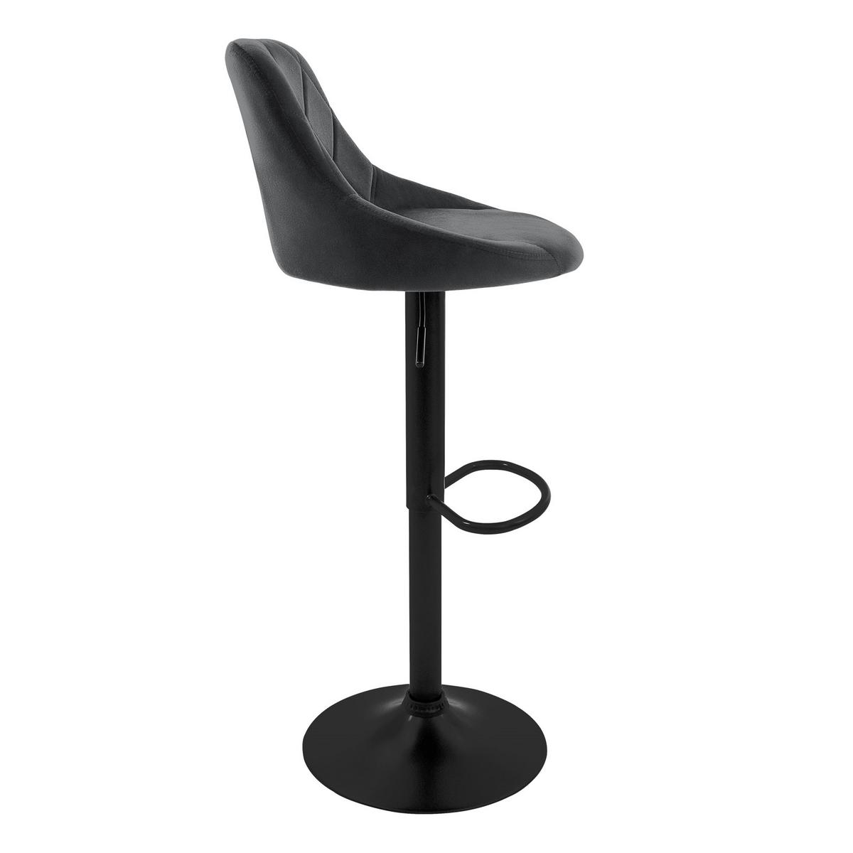 BARHOCKER 2er Set aus Samt Grau höhenverstellbar/drehbar - Schwarz/Grau, Metall (37/106/47cm) - ML-DESIGN