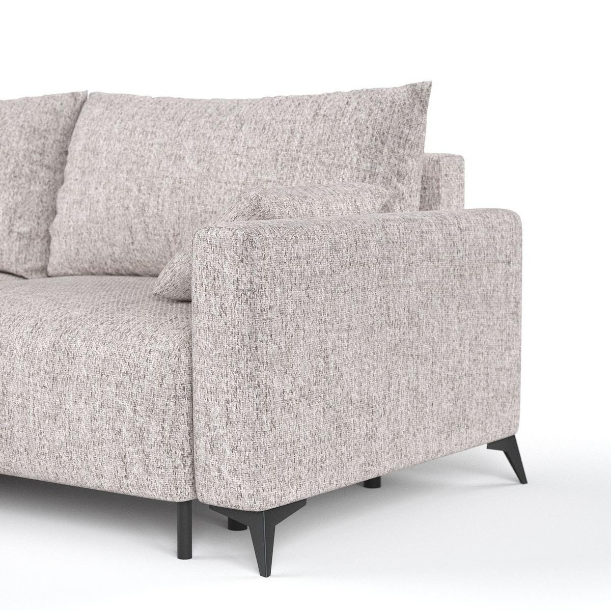 ECKSOFA NUVIO mit Schlaffunktion Beige im Neve Stoff - Beige/Schwarz, Holz/Holzwerkstoff (239/148cm) - AltaBeds