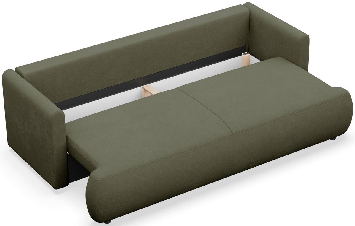SCHLAFSOFA Ovo Mini Olivgrün Chenille Easy Clean - Schwarz/Olivgrün, Kunststoff/Textil (226/90/97cm) - Selsey