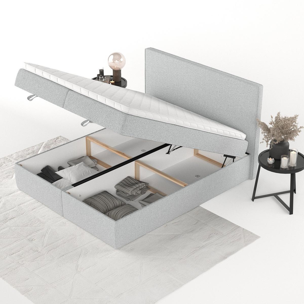 BOXBETT Velma 160/200 cm Hellgrau im Riva Stoff - Hellgrau/Schwarz, Holz/Holzwerkstoff (160/200cm) - AltaBeds