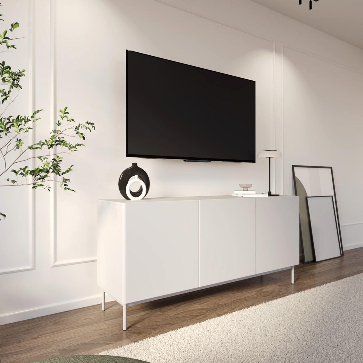 TV-BOARD Olio hoch WEISS 160 CM - Weiß, Holzwerkstoff/Metall (160/72/38.6cm) - Selsey