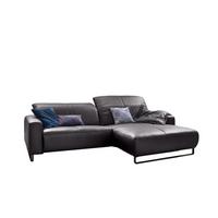 ECKSOFA MIT SITZTIEFENVERSTELLUNG YORK Taupe Leder Relaxfunktion - Taupe/Schwarz, Leder (284/180cm) - KAWOLA
