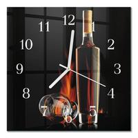 WANDUHR aus Glas 30x30 cm - Alkohol - Schwarz, Glas (30/30/0.4cm) - TULUP