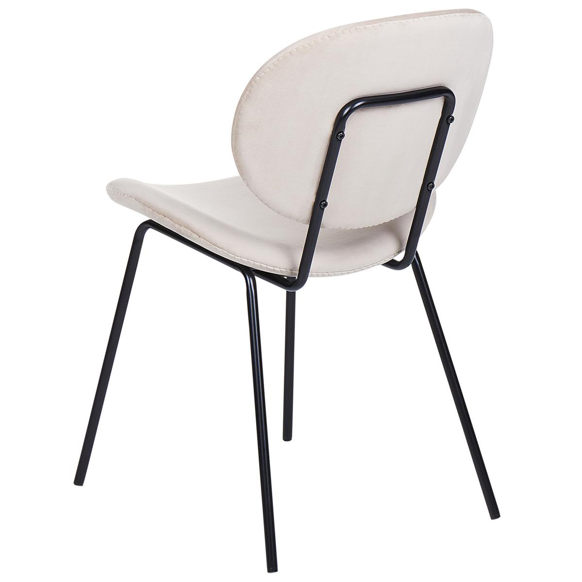 ESSZIMMERSTUHL 2er-Set Samtstoff hellbeige/schwarz Luana - Beige/Schwarz, Textil (50/80/52cm) - Beliani