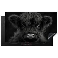 HERDABDECKPLATTE Scottish Highlander - Schwarz - Kalb - Kuh Induktionsschutz 91.6x52.7 cm - Schwarz, Kunststoff (91.6/52.7/0.2cm) - MuchoWow