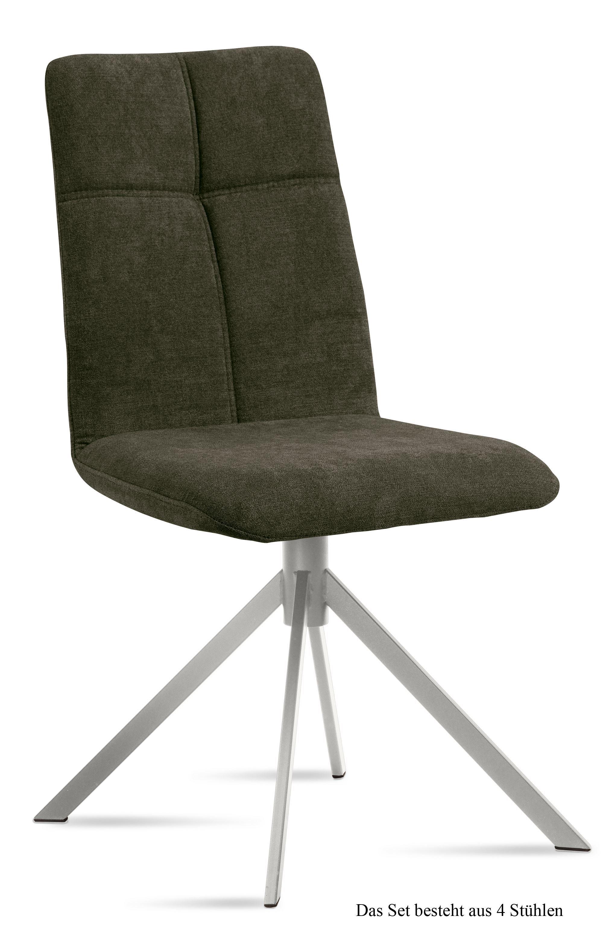 ESSZIMMERSTUHL (4er-Set) Dorine 47x92x60 Edelstahl/Khaki - Dunkelgrün/Edelstahlfarben, Kunststoff (60/92/47cm) - 58aufmkessel
